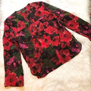 APT 9 Red & Black Floral Blouse Size PXS